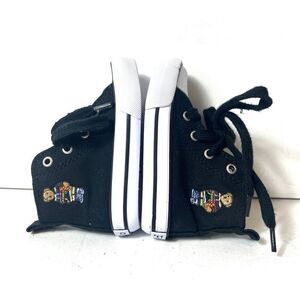 Polo Ralph Lauren Toddler Baby Sz 5 High Top Black Canvas Sneaker Shoes Lace Up